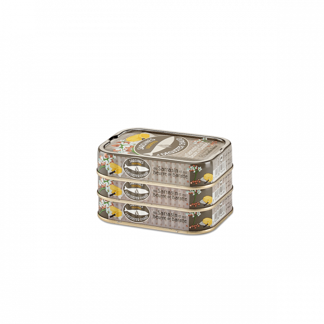 Sardines cuisinées à déguster chaud au sarrasin et au beurre de baratte