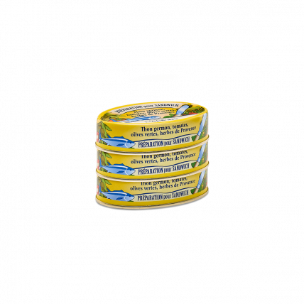 Préparation pour sandwich thon germon, tomates, olives vertes et herbes de Provence