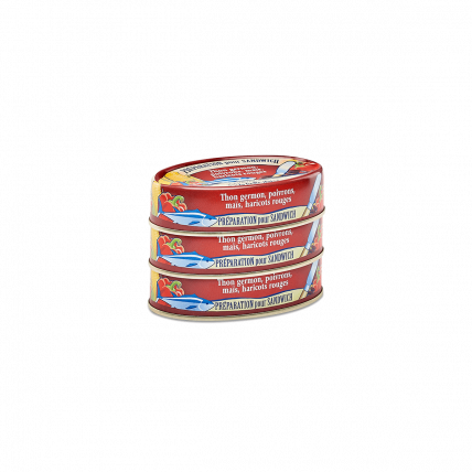 Préparation pour sandwich thon germon, poivrons, maïs et haricots rouges