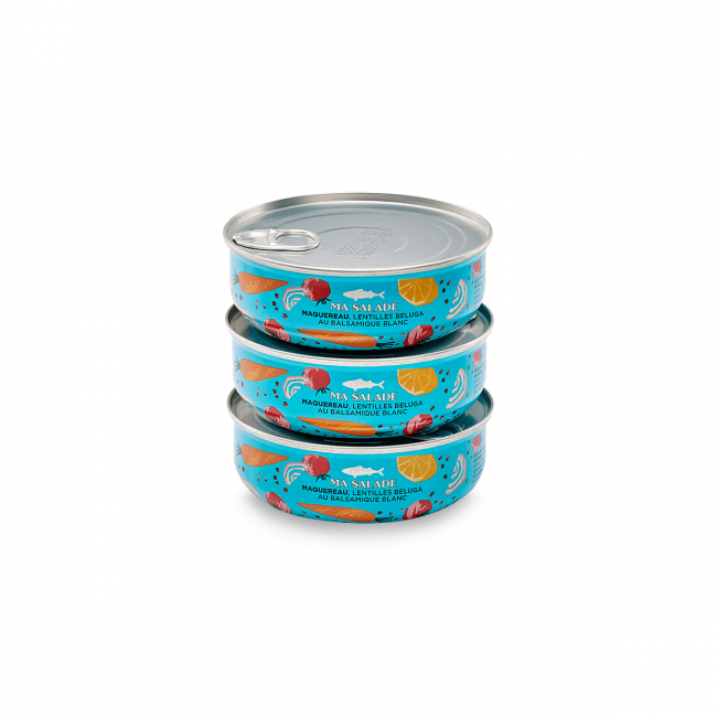 Salade van Makreel, Wortelen en beluga Linzen