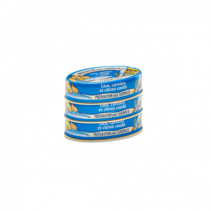 Préparation sandwich lieu carottes et citron confit