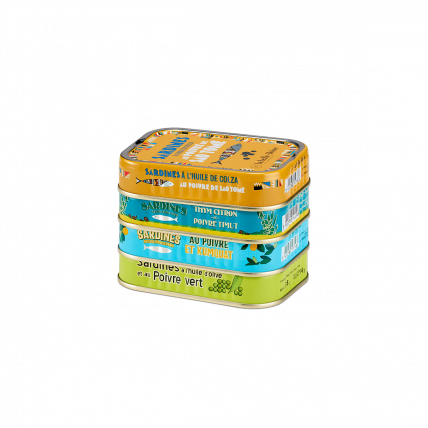Assortiment gepeperde Sardines