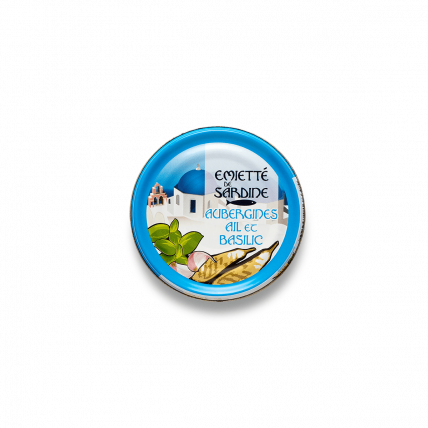 Sardinevlokken Aubergines, knoflook en basilicum