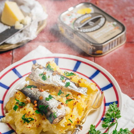 Sardines cuisinées à déguster chaud au sarrasin et au beurre de baratte