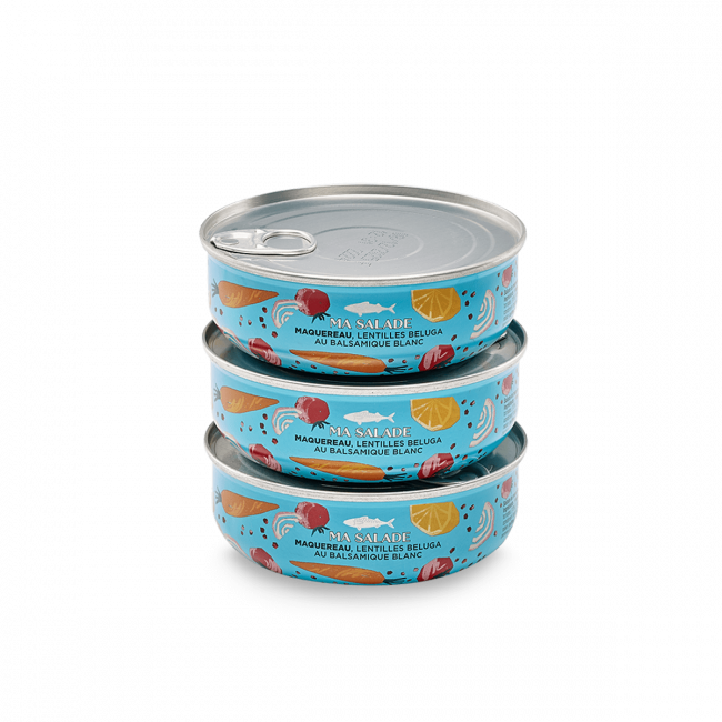 Salade van Makreel, Wortelen en beluga Linzen