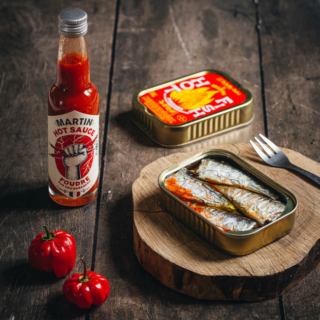 HOT FISH Sardines met Habanero-peper