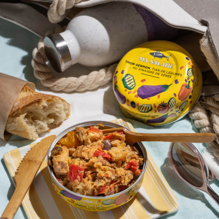 Salade van Tonijn en groente Tian met Sherryazijn